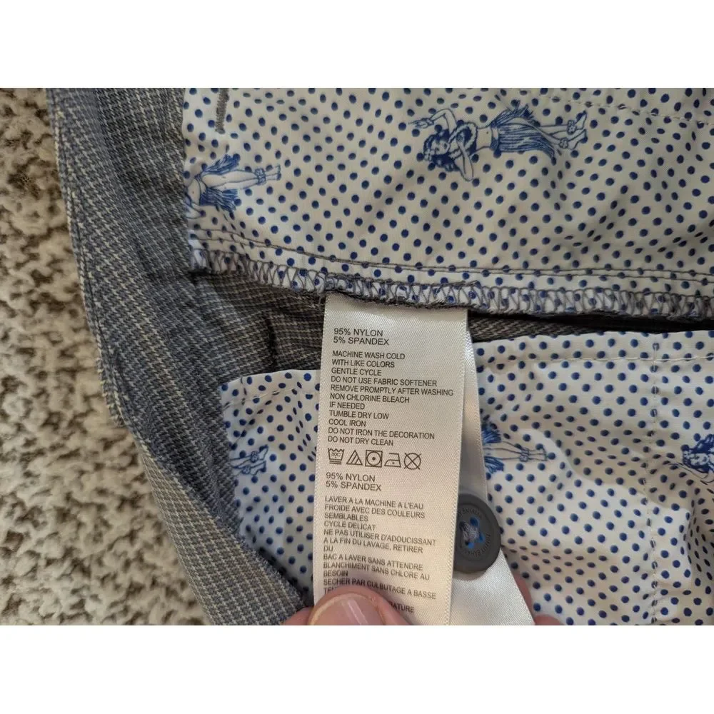 Tommy Bahama Pant Men 35x32 Gray Blue Micro Check Performance Golf Nylon Spandex
